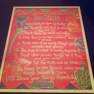 Wall Decor Ten Commandments for Kids